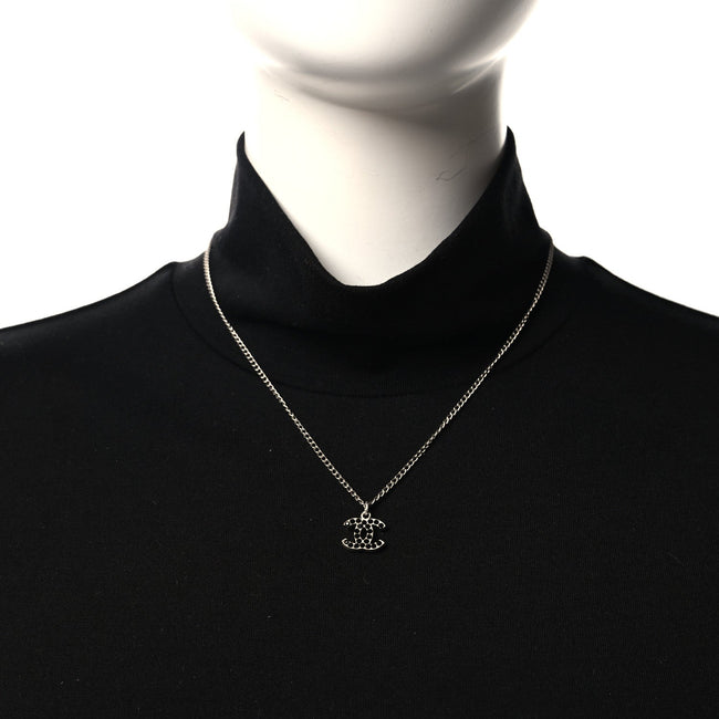 Crystal CC Necklace Silver Black Main Image