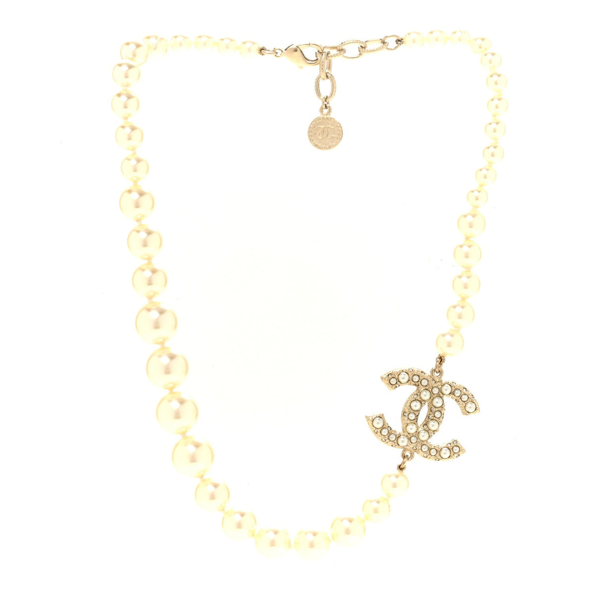 Pearl CC 100th Anniversary Necklace Light Gold