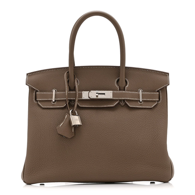 Taurillon Clemence Birkin 30 Etoupe Hover Image