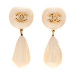 Pearl CC Drop Clip On Earrings Gold