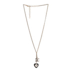 Crystal CC Heart Necklace Black Pearly White Gold