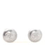 Resin Metal CC Stud Earrings Silver Pearly White