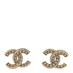 Crystal CC Stud Earrings Gold