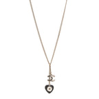 Crystal CC Heart Necklace Black Pearly White Gold