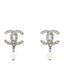 Ruthenium Crystal Pearl CC Drop Earrings