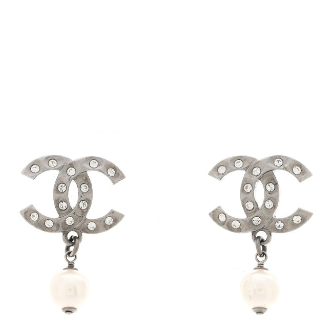 Ruthenium Crystal Pearl CC Drop Earrings Hover Image