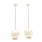 Pearl CC Chain Drop Earrings Gold