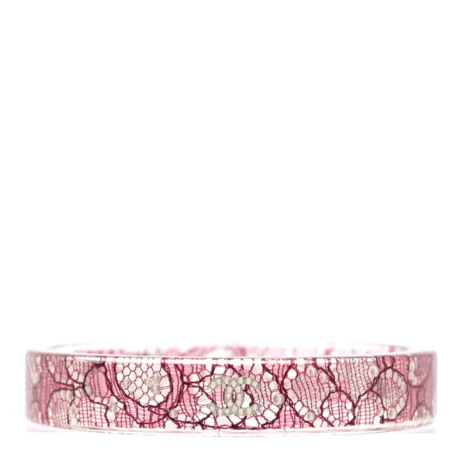 Resin Lace Crystal CC Bangle Transparent Pink Hover Image