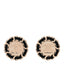 Crystal Lambskin Chain CC Stud Earrings Black Gold
