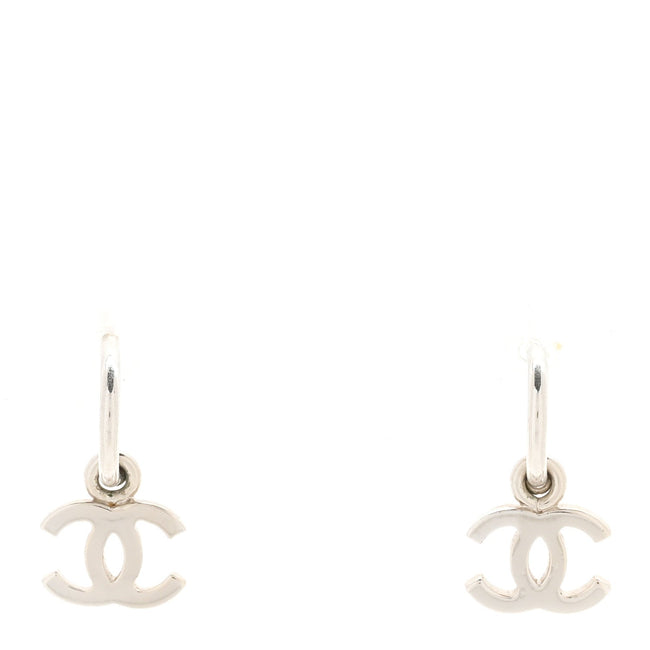 CC Drop Earrings Silver Hover Image