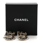 Crystal Lambskin Chain CC No 5 Earrings Gold Black