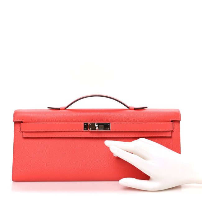 Epsom Kelly Cut Clutch Pochette Rose Jaipur Main Image