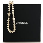 Crystal Pearl CC Long Necklace Gold