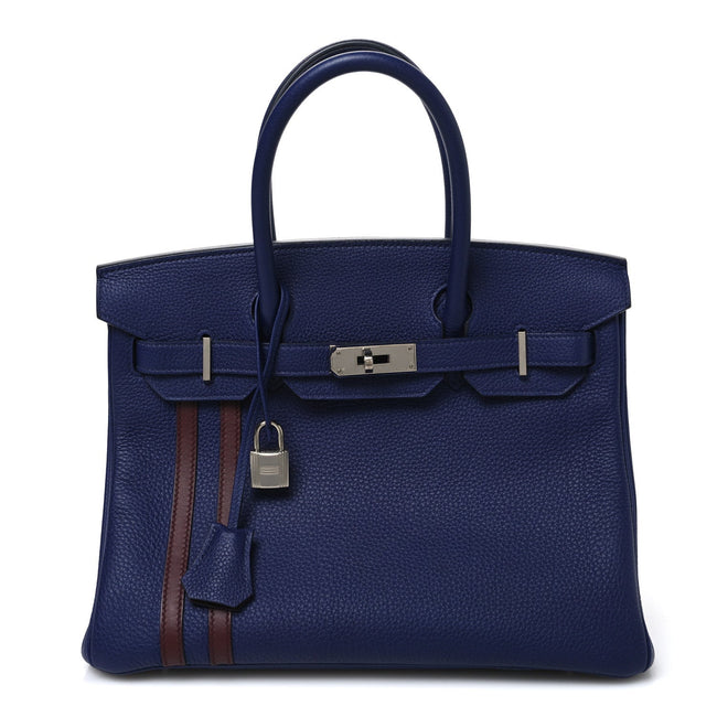 Togo Swift Officier Birkin 30 Bleu Encre Rouge H Hover Image