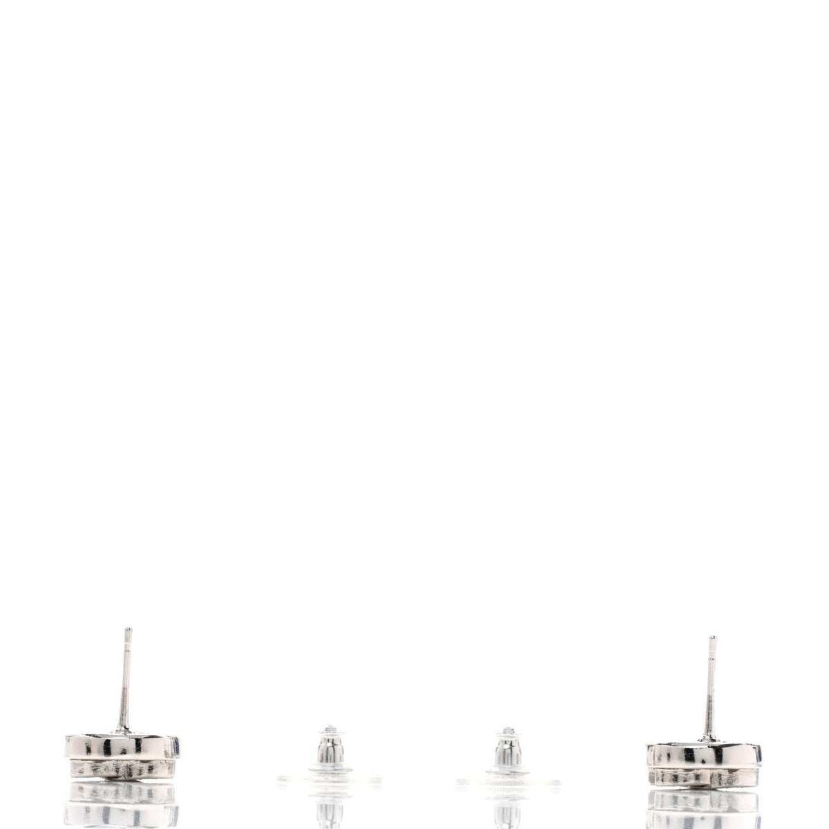Crystal CC Round Earrings Silver