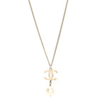 Metal Glitter Resin Pearl CC Drop Necklace Gold