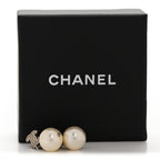 Crystal Pearl CC Drop Earrings Silver Pearly White