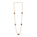 Pearl Medallion Long Necklace Gold