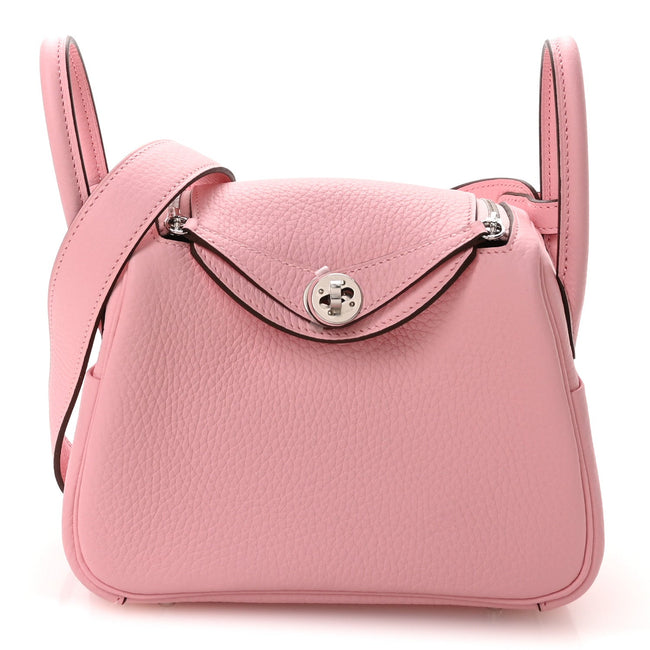 Taurillon Clemence Verso Mini Lindy 20 Rose Sakura Gris Perle Hover Image