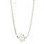 Metal Crystal CC Choker Necklace Silver