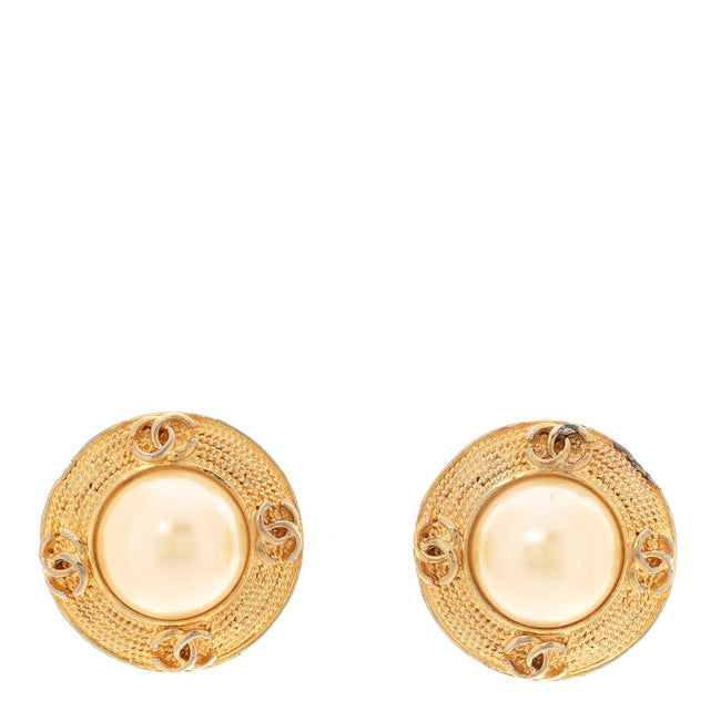 Pearl Clip On Earrings Gold Hover Image