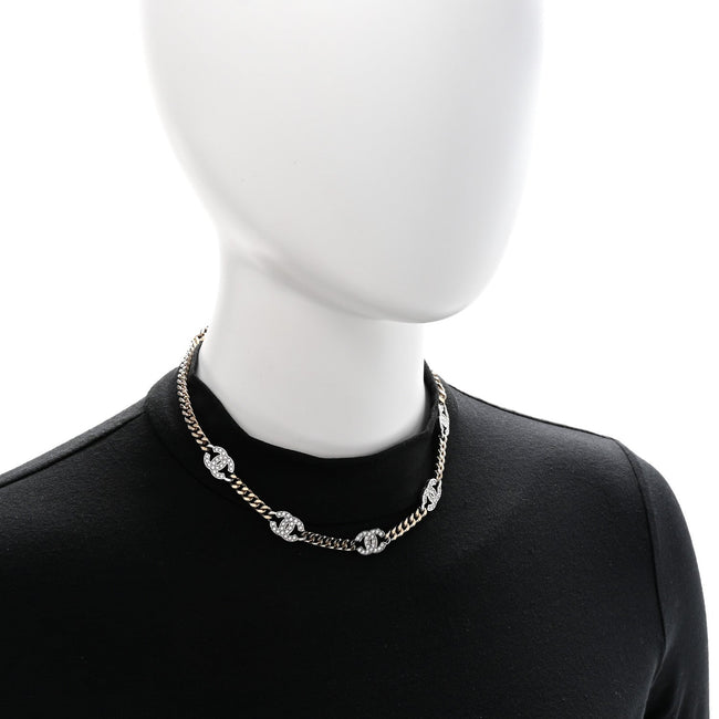 Crystal Chain CC Link Choker Gold Silver Main Image
