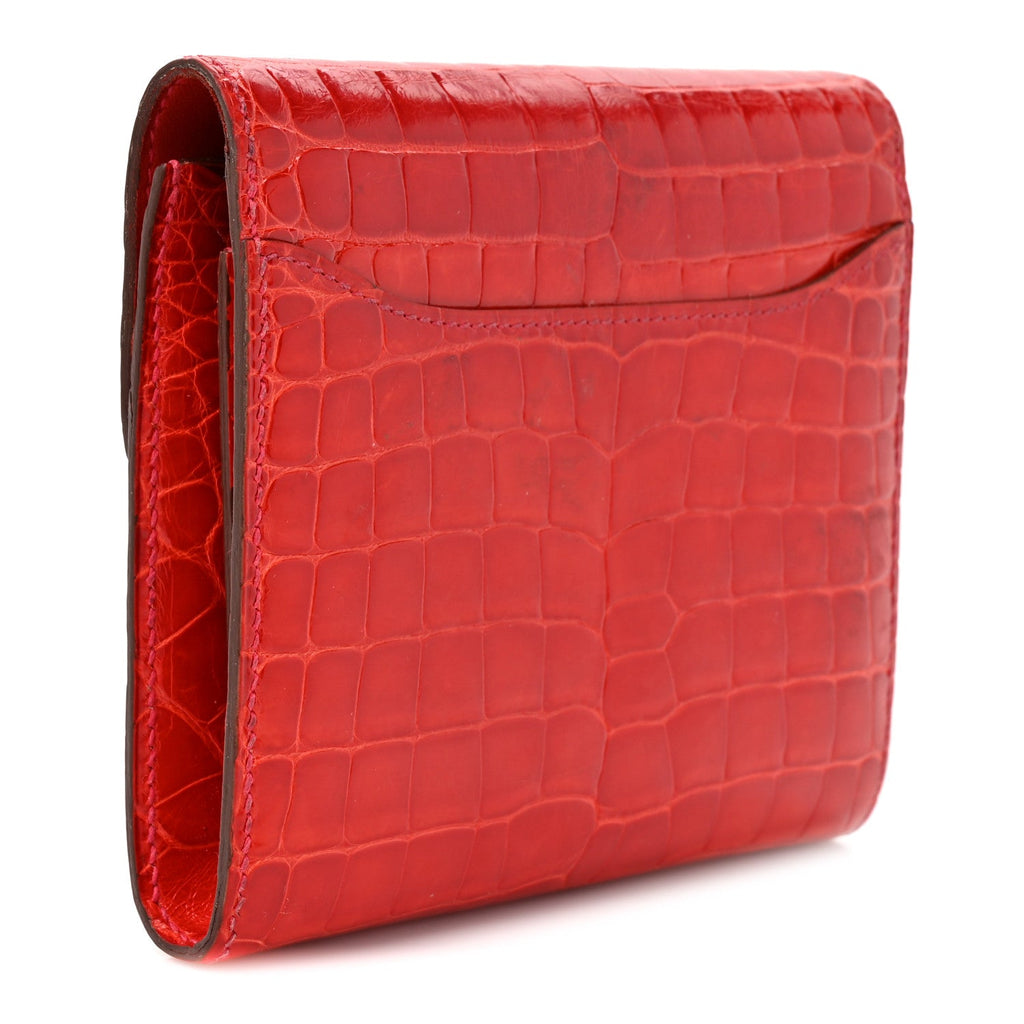 Shiny Alligator Constance Short Wallet Geranium