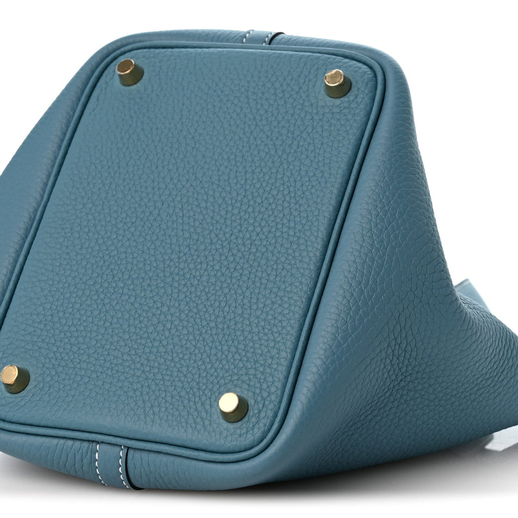 Taurillon Clemence Picotin Lock 18 PM New Blue Jean