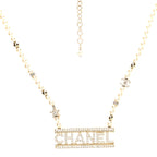 Crystal Pearl Star Logo Necklace Gold