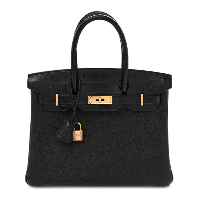 Togo Matte Alligator Birkin Touch 30 Black Hover Image