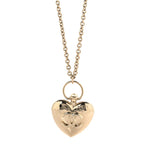 Metal CC Heart Locket Necklace Gold