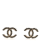 Strass Crystal Dazzling Wheat CC Earrings Black Gold