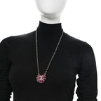 Tweed Lambskin CC Heart Locket Necklace  Gold Black Pink