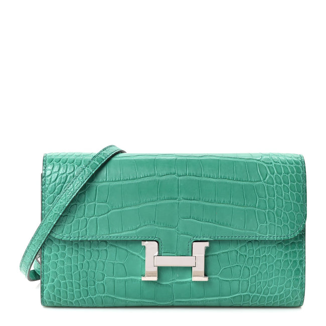 Matte Alligator Constance Long Wallet To Go Vert Jade Hover Image