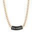 Metal Resin Crystal Chain Logo Necklace Gold Black