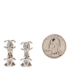 Metal CC Turnlock Drop Earrings Silver