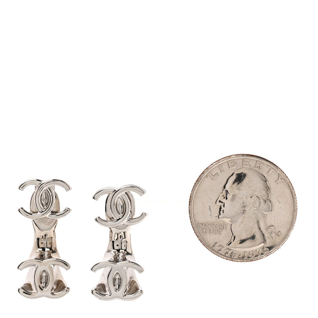 Metal CC Turnlock Drop Earrings Silver Main Image