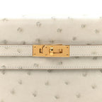 Ostrich Kelly Wallet To Go Gris Perle
