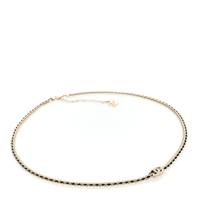 Lambskin Crystal Chain CC Fancy Belt 75 30 Gold Black Hover Image