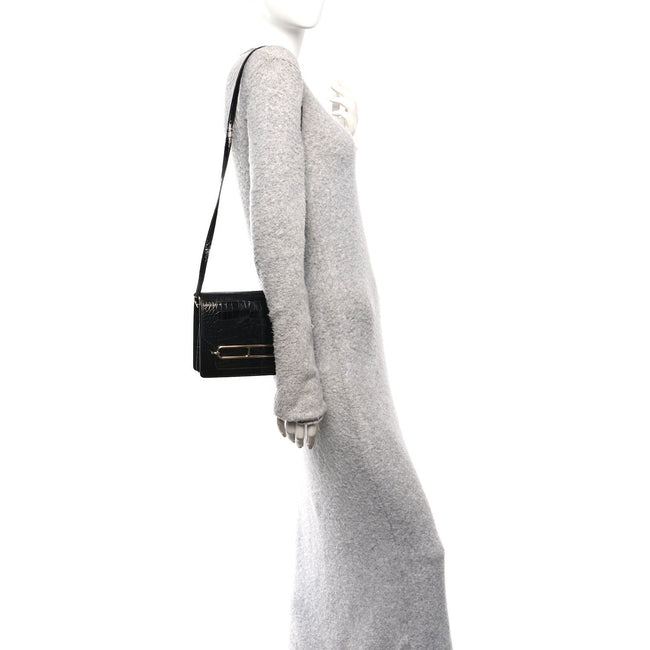 Shiny Alligator Mini Sac Roulis Black Main Image