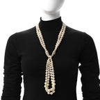 Pearl Multi Strand CC Necklace Gold