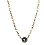 Crystal Resin CC Chain Link Short Necklace Black Gold