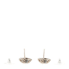 Crystal Pearl CC Round Earrings Silver Blue