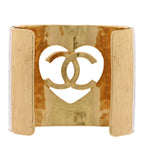 Crystal Heart CC Cuff Bracelet M Gold White