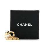Metal Crystal Studded CC Hoop Drop Earrings Gold