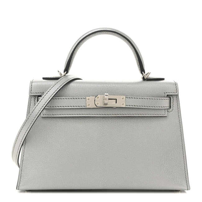 Metallic Chevre Chamkilight Mini Kelly Sellier 20 Argent Hover Image