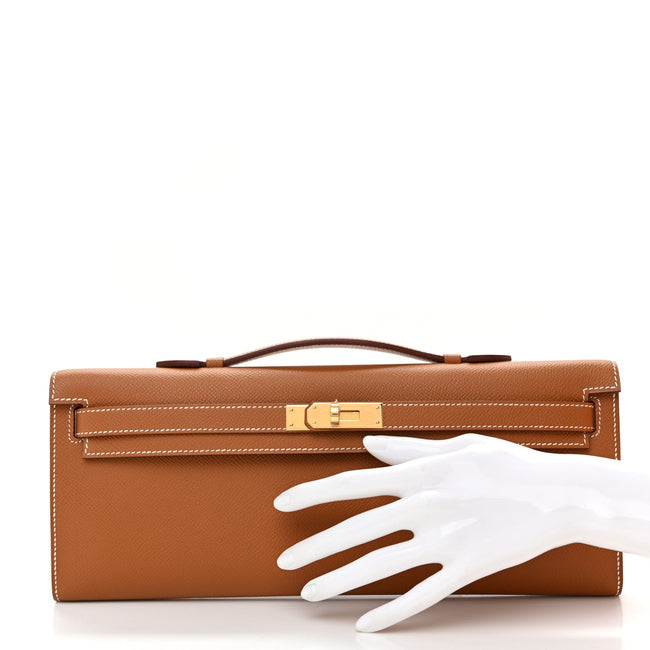 Epsom Kelly Cut Clutch Pochette Gold Main Image