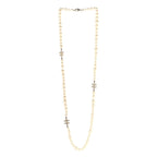 Crystal Pearl CC Long Necklace Gold