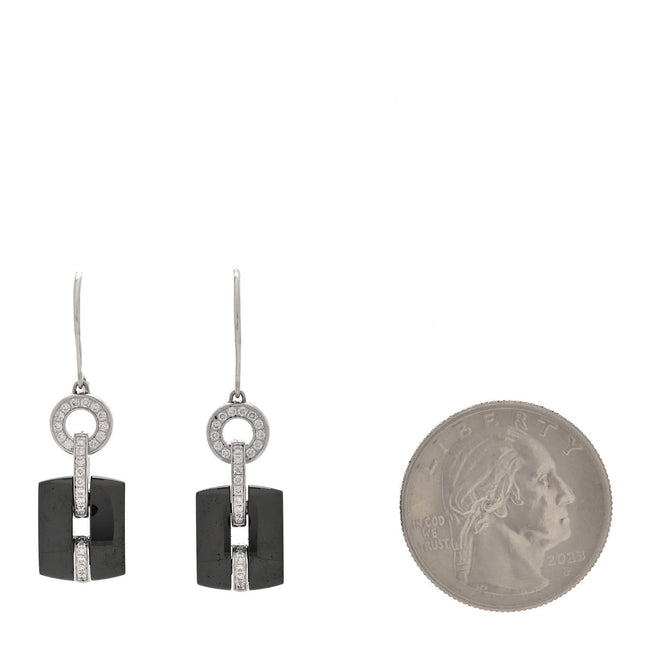 18K White Gold Diamond Ceramic Ultra Drop Earrings Black Main Image