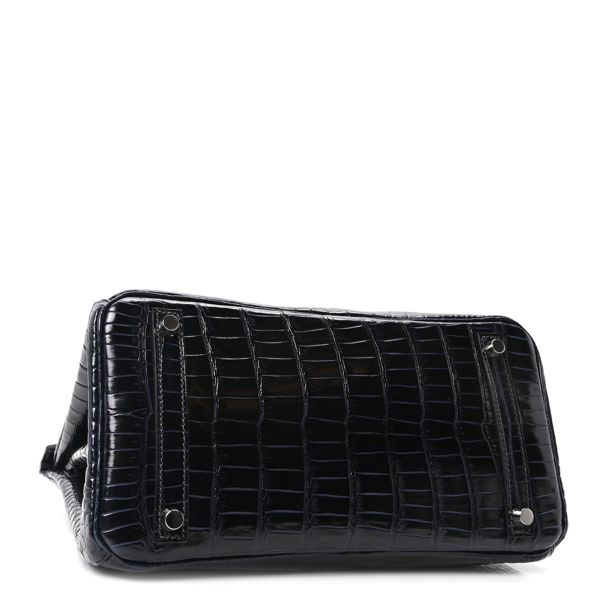 Shiny Porosus Crocodile Birkin 30 Bleu Marine